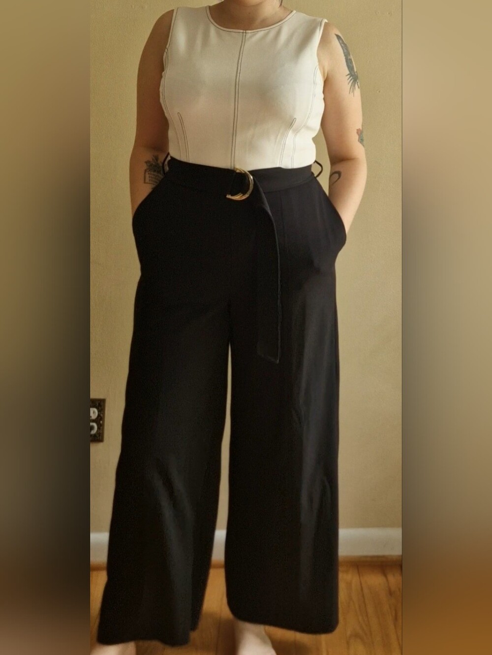 Black & White Belted Jumpsuit